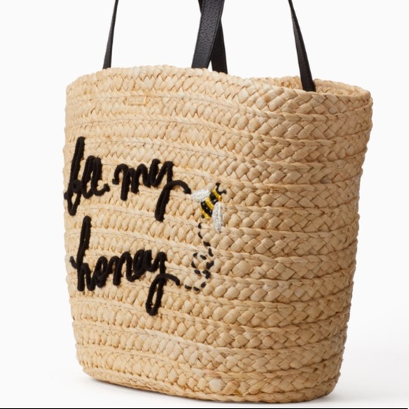NWT Kate Spade Picnic Perfect Straw Bee Tote Bag - Picture 7 of 8